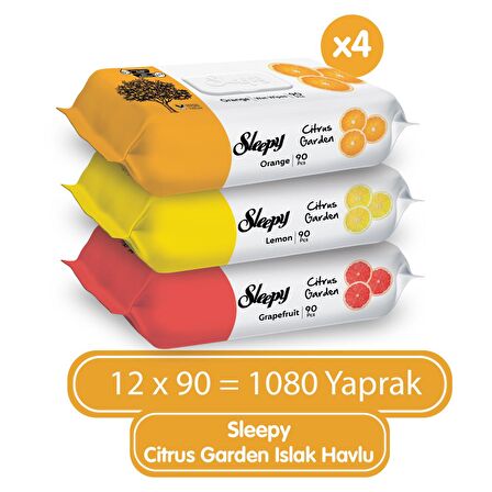 Sleepy Citrus Garden Islak Bebek Havlusu 12x90 (1080 Yaprak)